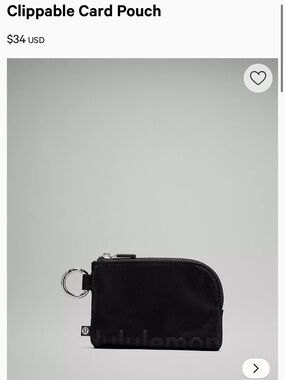 Like New: Lululemon Black clippable card pouch